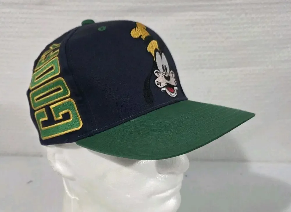 Vintage Disney Store Goofy Snapback Hat Navy Green Embroidered Cap Adult